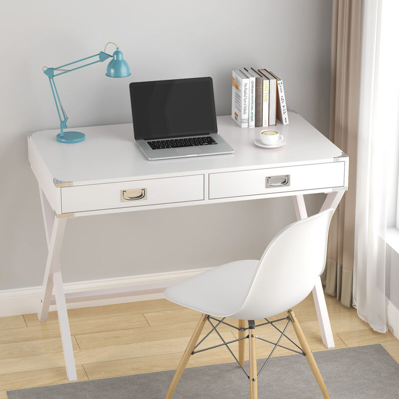 Solid Wood Computer Desk with Drawers