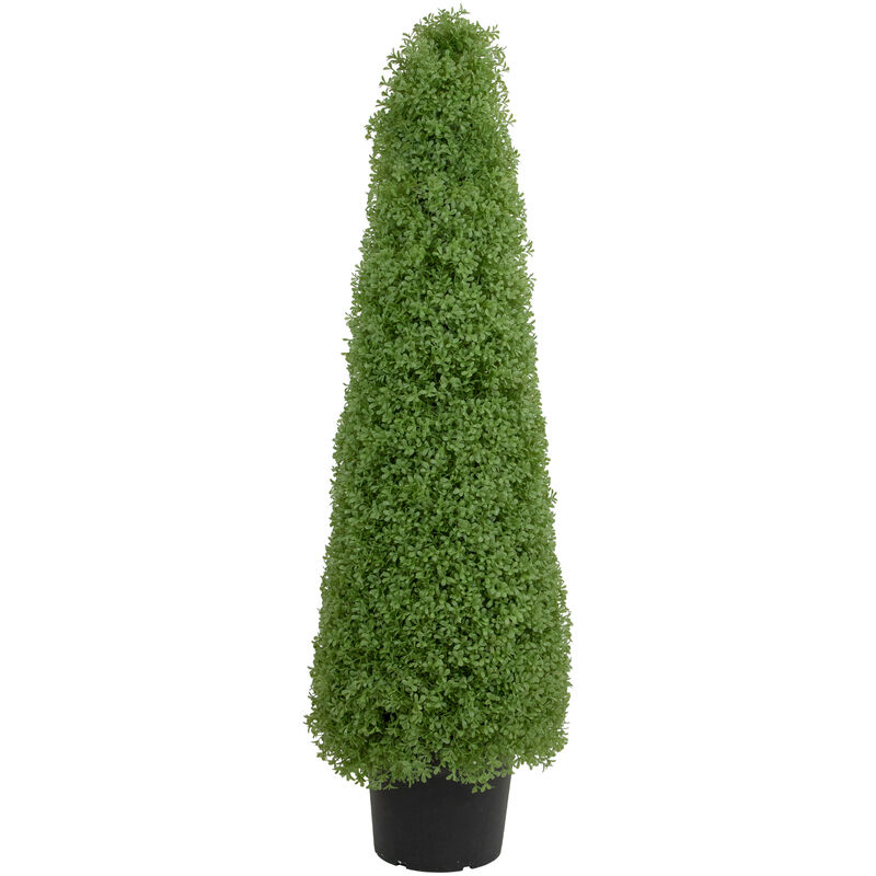 4' Artificial Boxwood Cone Topiary Tree with Round Pot  Unlit