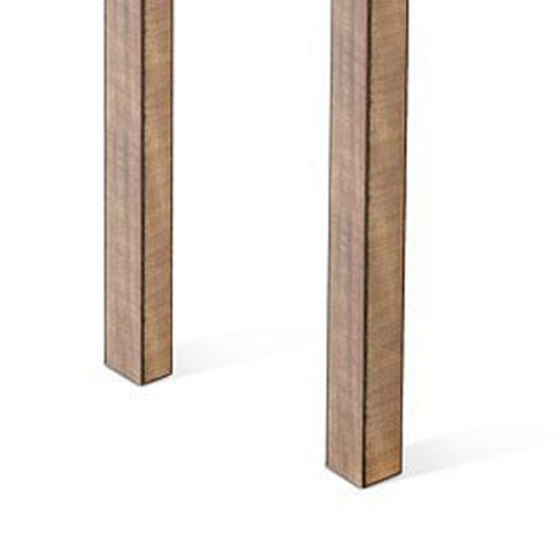 Rena Counter Table, 48 Inch Rectangular Beige Pebble Mahogany Wood - Benzara