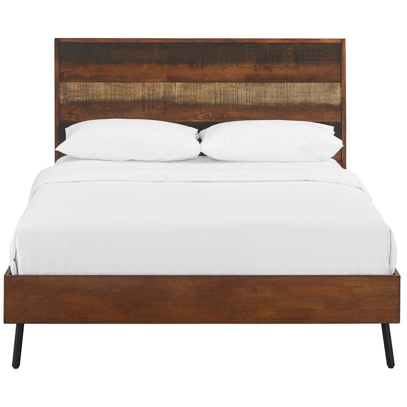 Modway - Arwen Queen Rustic Wood Bed Walnut