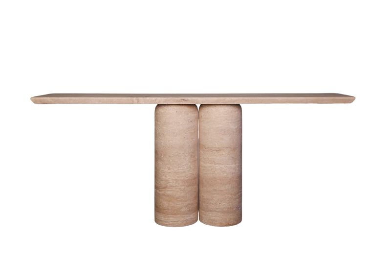 Bullet Leg Travertine Console Table 72"