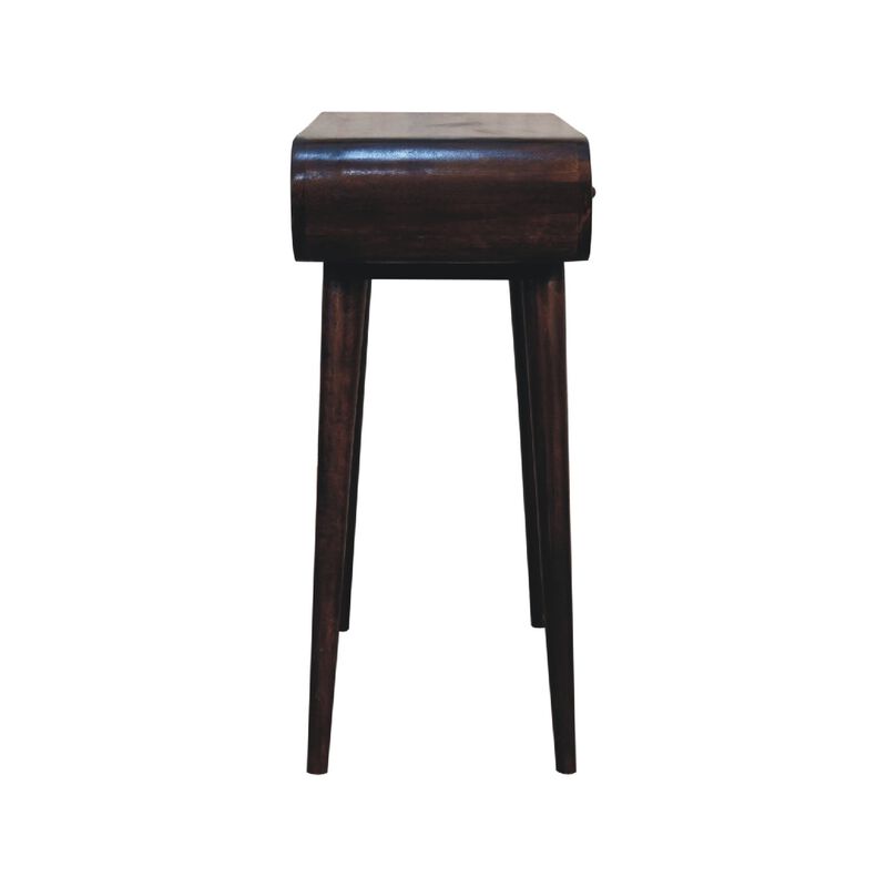 Light Walnut  Solid Wood 2 Drawers Curved Edge Console Table