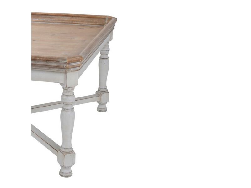 Square Shaped Wooden Coffee Table With Beveled Edges, Brown & Gray-Benzara