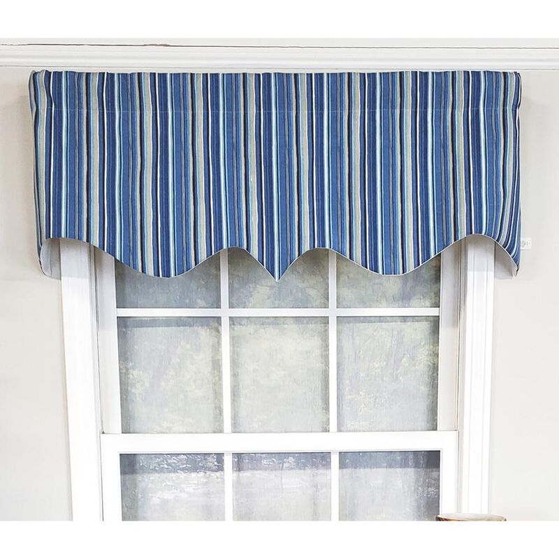 RLF Home Modern Design Classic Beach Stripe Regal Style Window Valance 50" x 17" Blue
