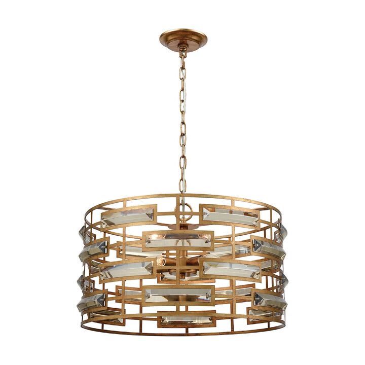12" Gold  5-Light Metro Crystal Chandelier