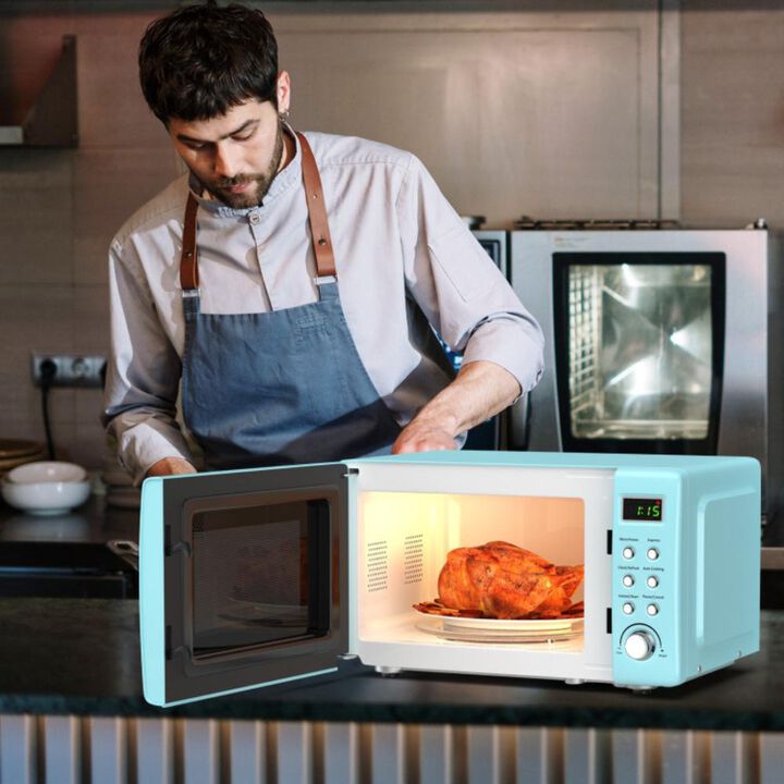 Costway 700W Retro Countertop Microwave Oven with 5 Micro Power and Auto Cooking Function