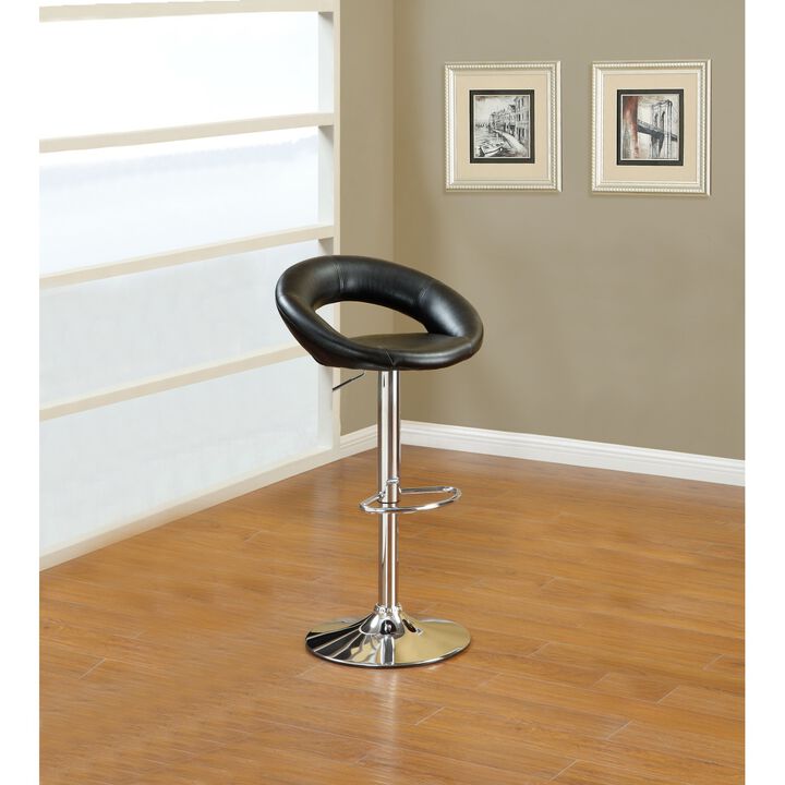Adjustable Height Swivel Chairs Set, Faux Leather, Chrome Base