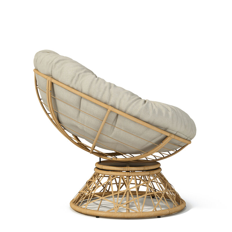 40" Ergonomic Wicker Chair with Cloud Thick Density Fabric Cushion,3-proof Cover,High Capacity Iron Frame,Fluid 360 Degree Swivel for Reading,Living Room, Bedroom,Lounge