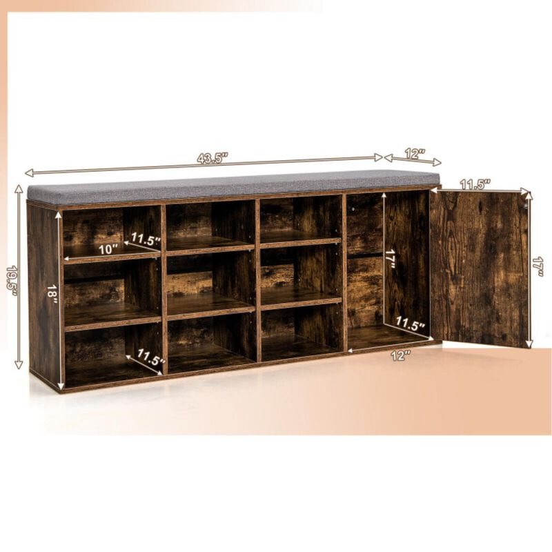 Hivvago 9-cube Shoe Bench with Adjustable Shelves and Removable Padded Cushion