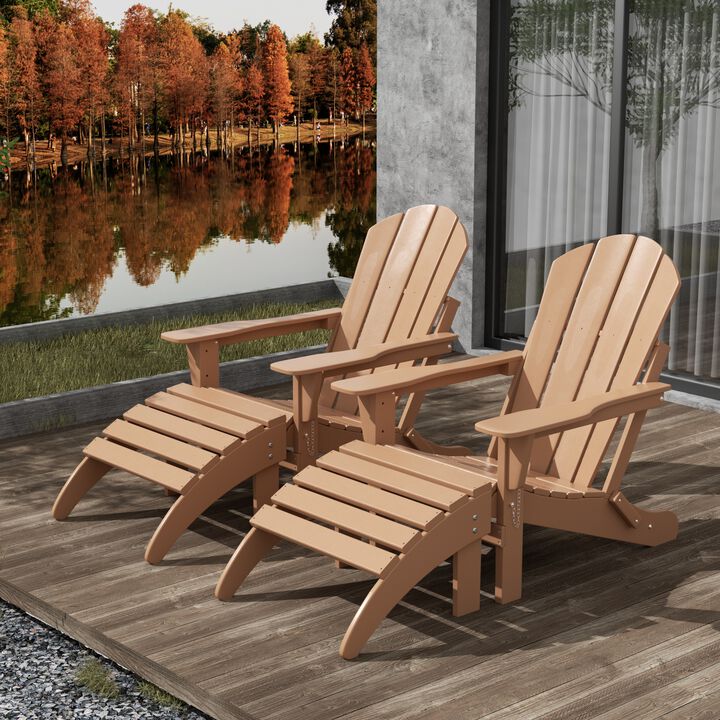 WestinTrends 4-Piece Folding Adirondack Chair With Footrest Ottoman Set