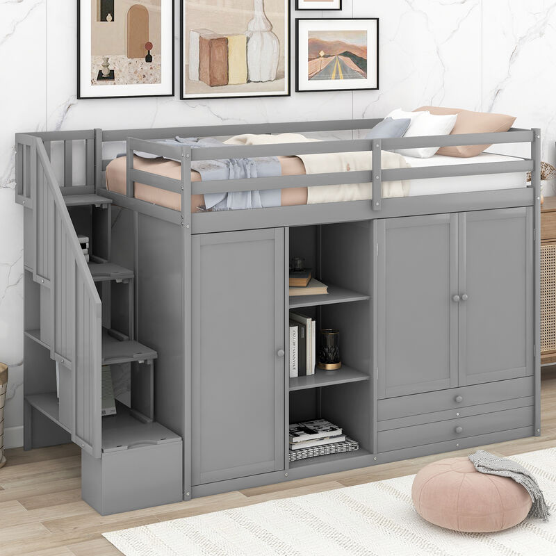 Merax Functional Loft Bed with Wardrobe
