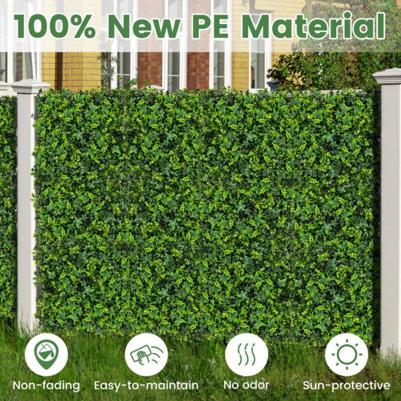 Hivvago 12 Pieces 20 x 20 Inch Artificial Greenery Foliage Panels with Insertable Branches