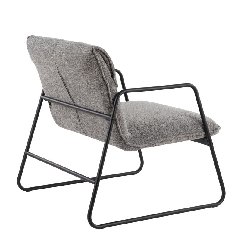 Casper Industrial Arm Chair In Black Steel And Grey Noise Fabric