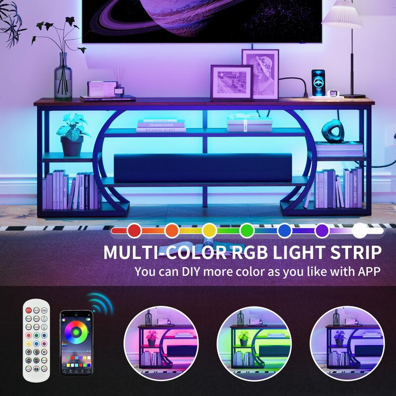 TV Stand for 65/70Inch TV,LED TV Stands fo Living Room w/Power Outlet