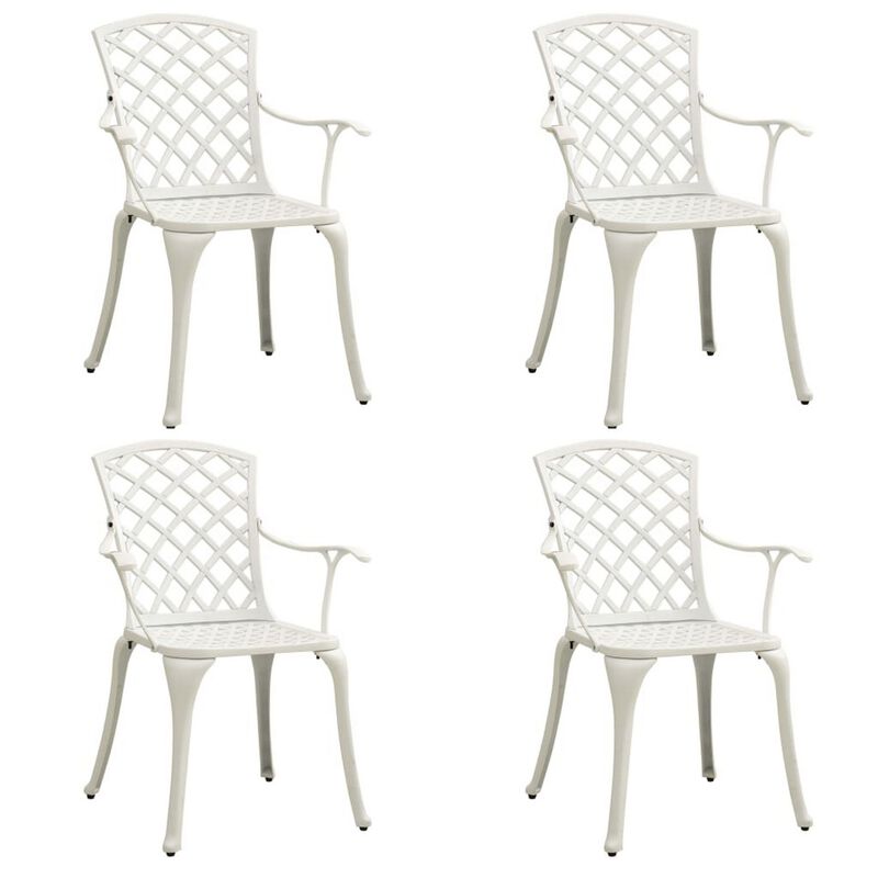 Kasa Outdoor 5pc Bistro Breakfast Set, 4 Chairs, 1 Table, White Metal - Benzara