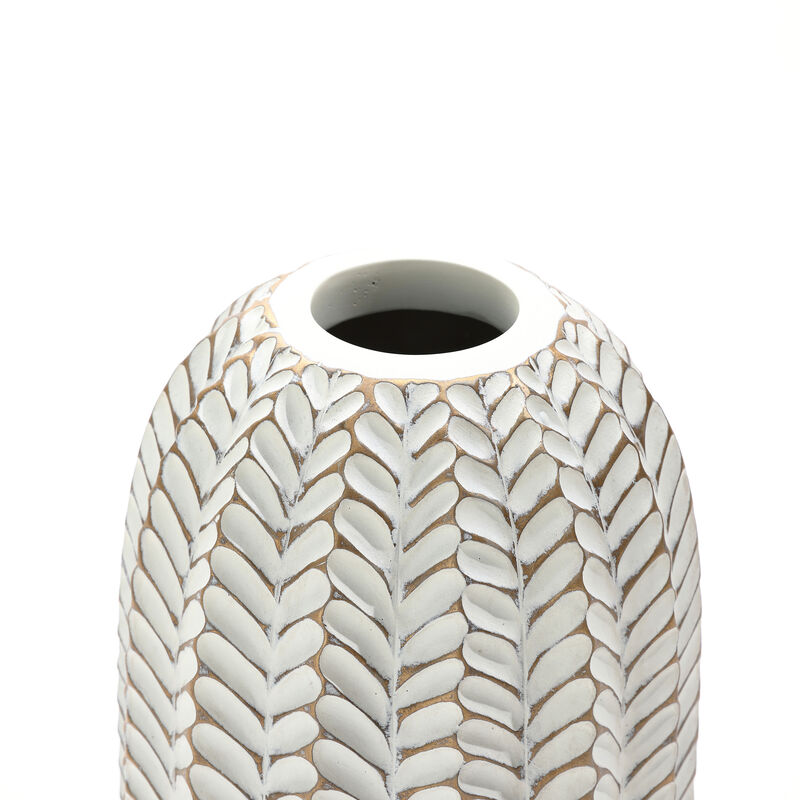 LuxenHome Modern Geometric Pattern Polyresin 17-Inch Tall Cylinder Vase