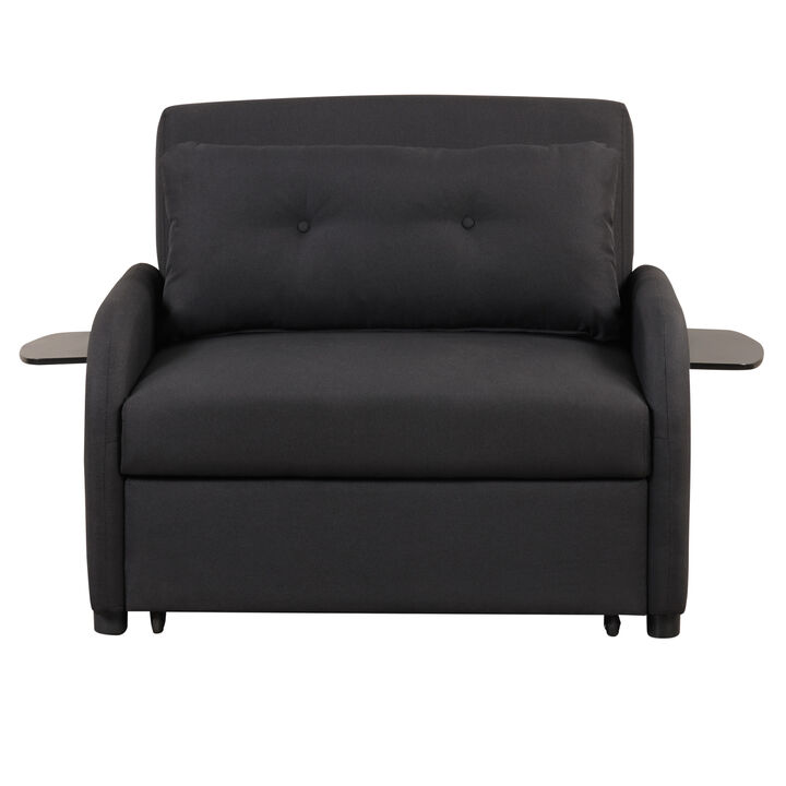 Pull Out Sofa Sleeper with USB Charge and 2 Wing Table