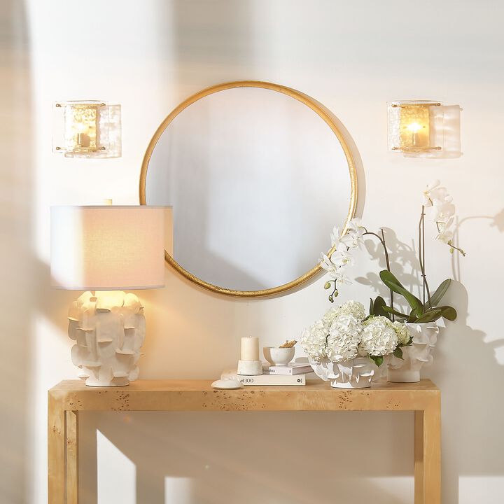 Refined Iron Gold Round Mirror