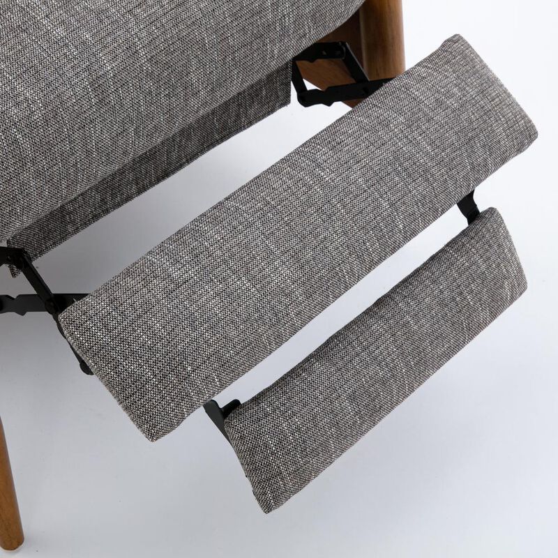 Comfort Pointe Terni Wood Arm Push Back Recliner in Performance Fabric - Ashen Grey