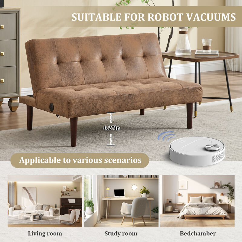 Merax Adjustable Sofa Chaise lounge Futon with Charging Port