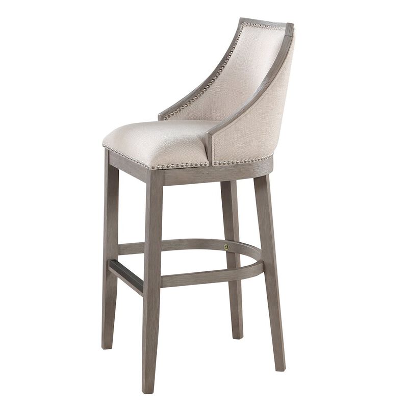 Keller Counter Height Stool 30" - Beige Fabric - Greywood Finish