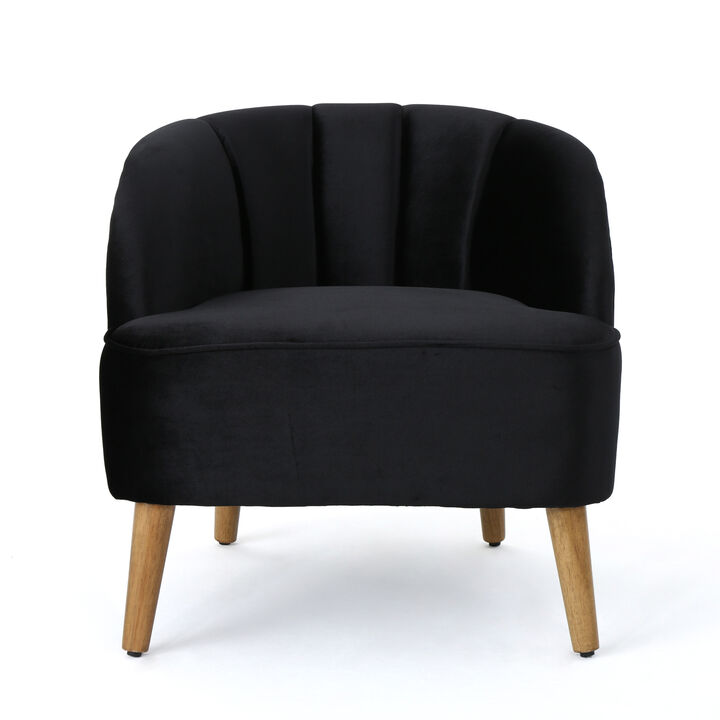 Merax Velvet Upholstery Accent Chair with Wooden Legs