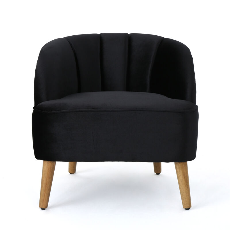 Merax Velvet Upholstery Accent Chair with Wooden Legs