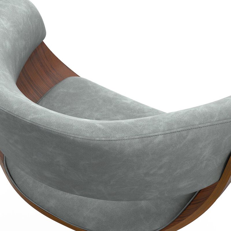 Simpli Home Sheldon Adjustable Swivel Bar Stool In Stone Grey Vegan Faux Leather