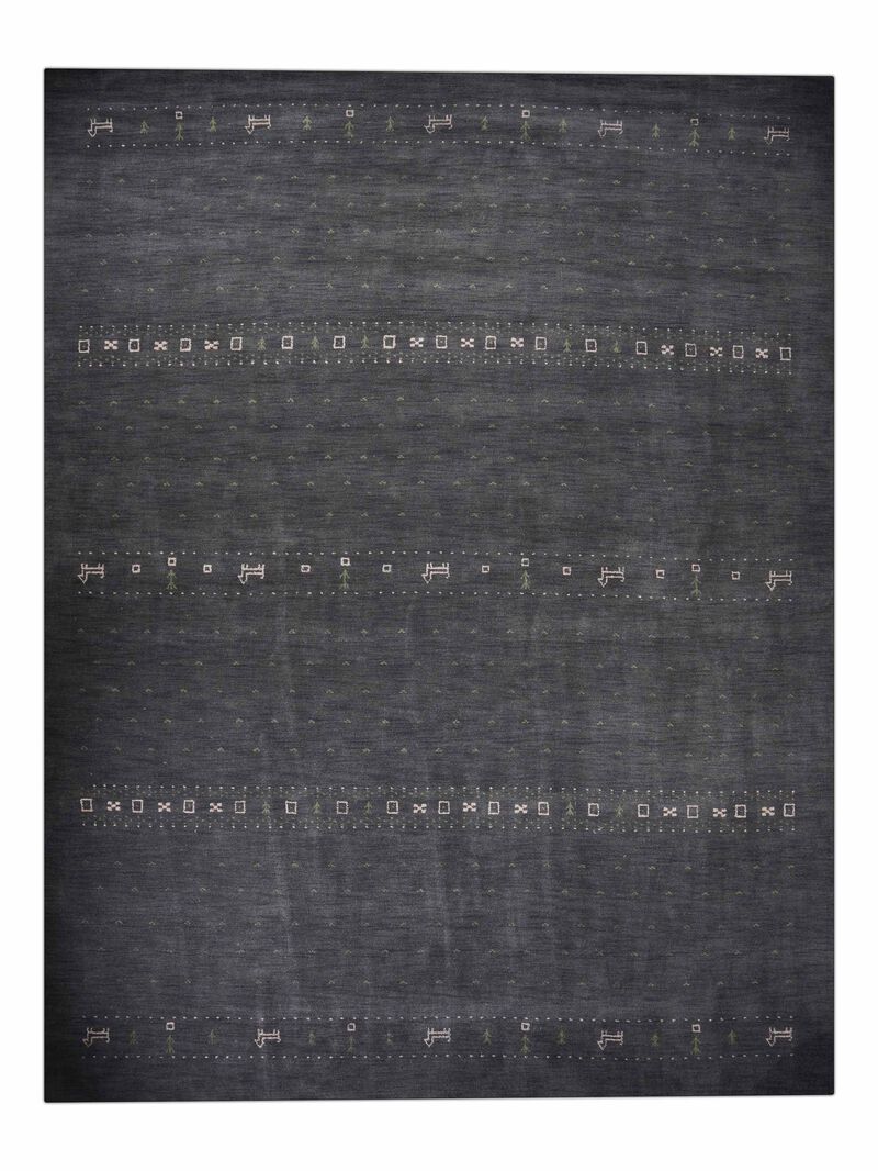 RUGSOTIC CARPETS HAND KNOTTED LOOM WOOL ECO-FRIENDLY AREA RUGS  - 5'x8', Rectangle, Charcoal Color, Contemporary Modern Design, High Pile Thick Handmade Anti Skid Rugs for Living Room (L00585)