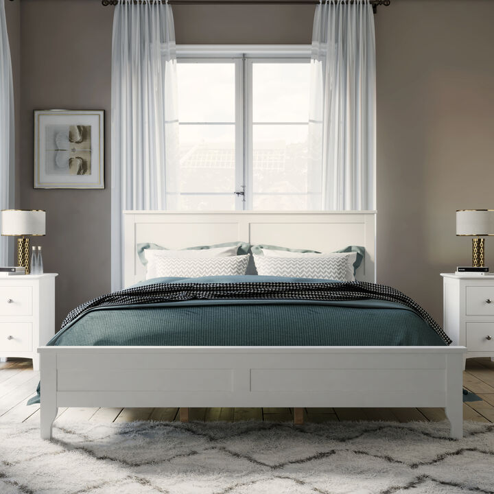 Merax Modern White Solid Wood Platform Bed