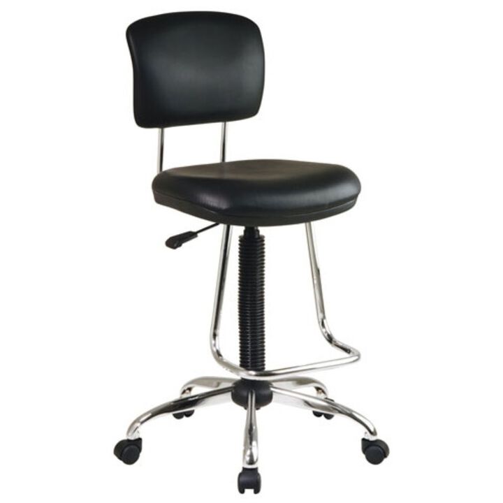 Hivvago Chrome Finish Drafting Chair with Teardrop Chrome Footrest