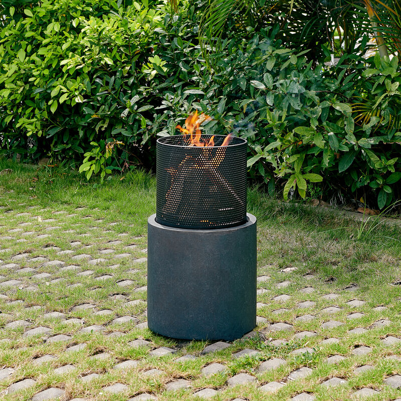 22" Wood Burning Faux Stone Fire Column