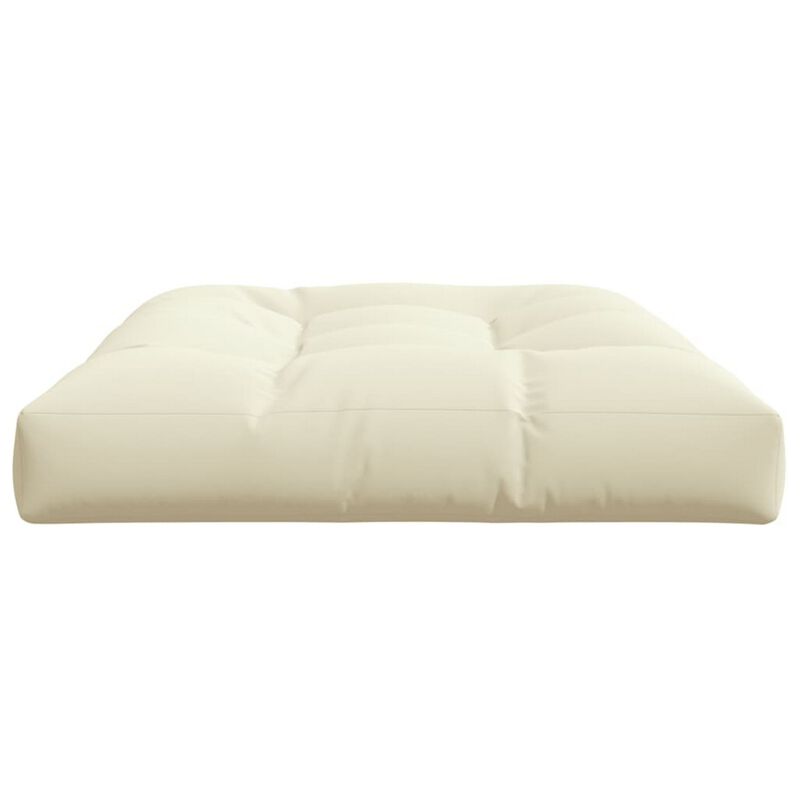 Moni Outdoor Cushion for Bench, Plush Tufted Ivory Oxford Fabric - Benzara