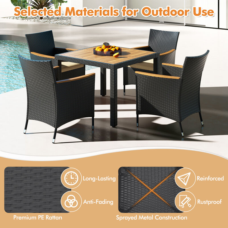 5 Pieces Patio Dining Table Set for 4 with Umbrella Hole