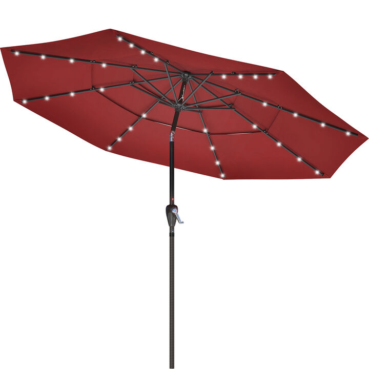Mondawe 10 ft. 3-Tier Outdoor Patio Market Umbrella with Double Air Vent and Push Button