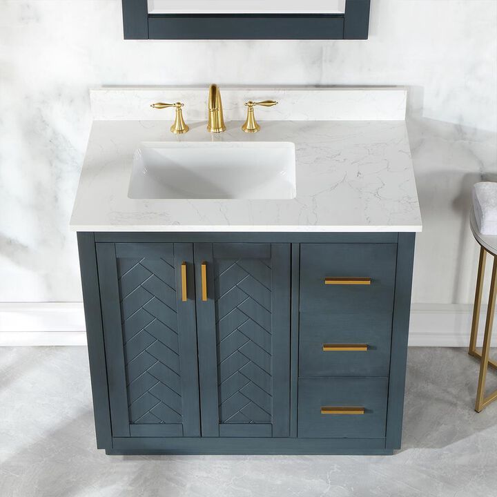 Altair 36 Single Bathroom Vanity Set in Classic Blue with Mirror