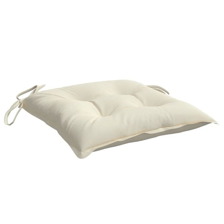 Outdoor Cushion for Chair Set of 2, Tufted Cream White Oxford Fabric - Benzara