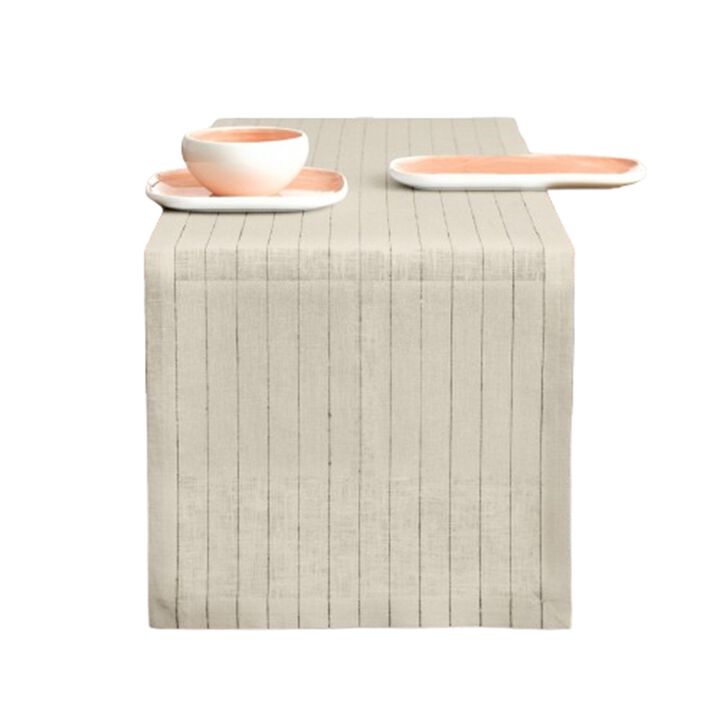 Solino Home 100% Pure Linen Table Runner | Pinstripe
