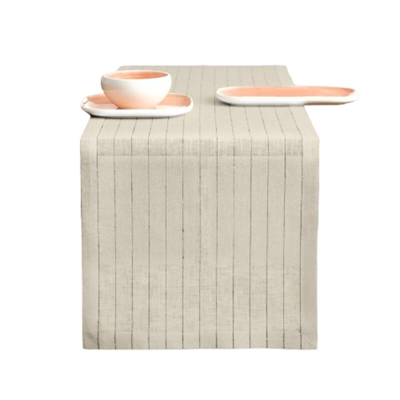 Solino Home 100% Pure Linen Table Runner | Pinstripe