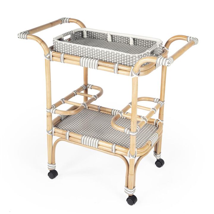 Contemporary Rattan Bar Cart, Belen Kox