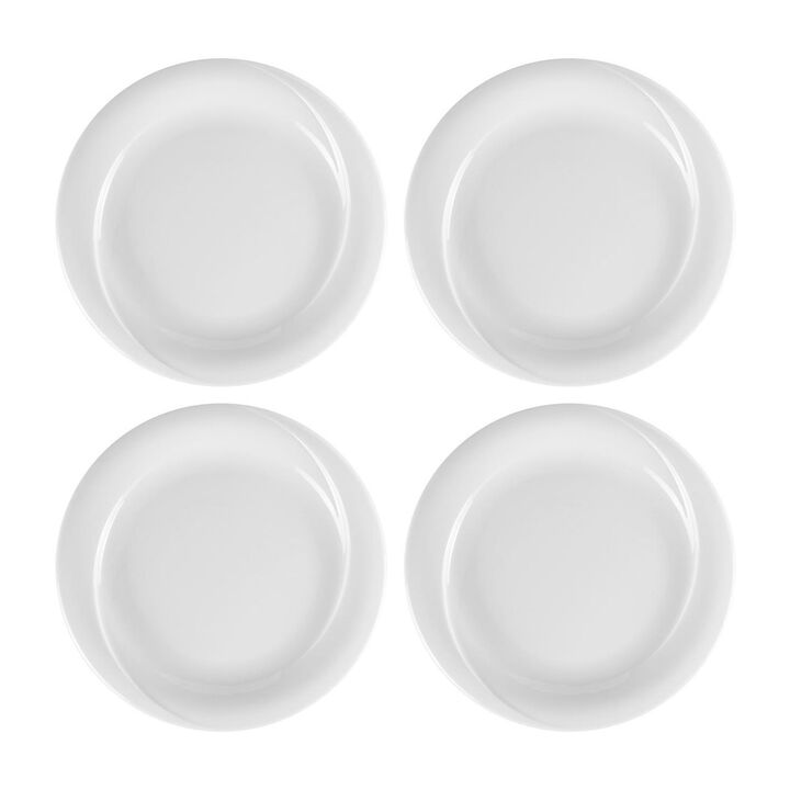 Porcelain X-tanbul dia.9.75" Round White Porcelain Plate (Set of 4)