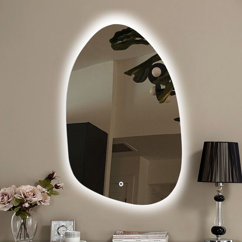 LuxenHome Asymmetrical Accent Wall Mirror with Lights