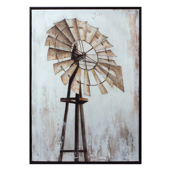 Framed Windmill Print for Rustic Home Décor and Wall Art