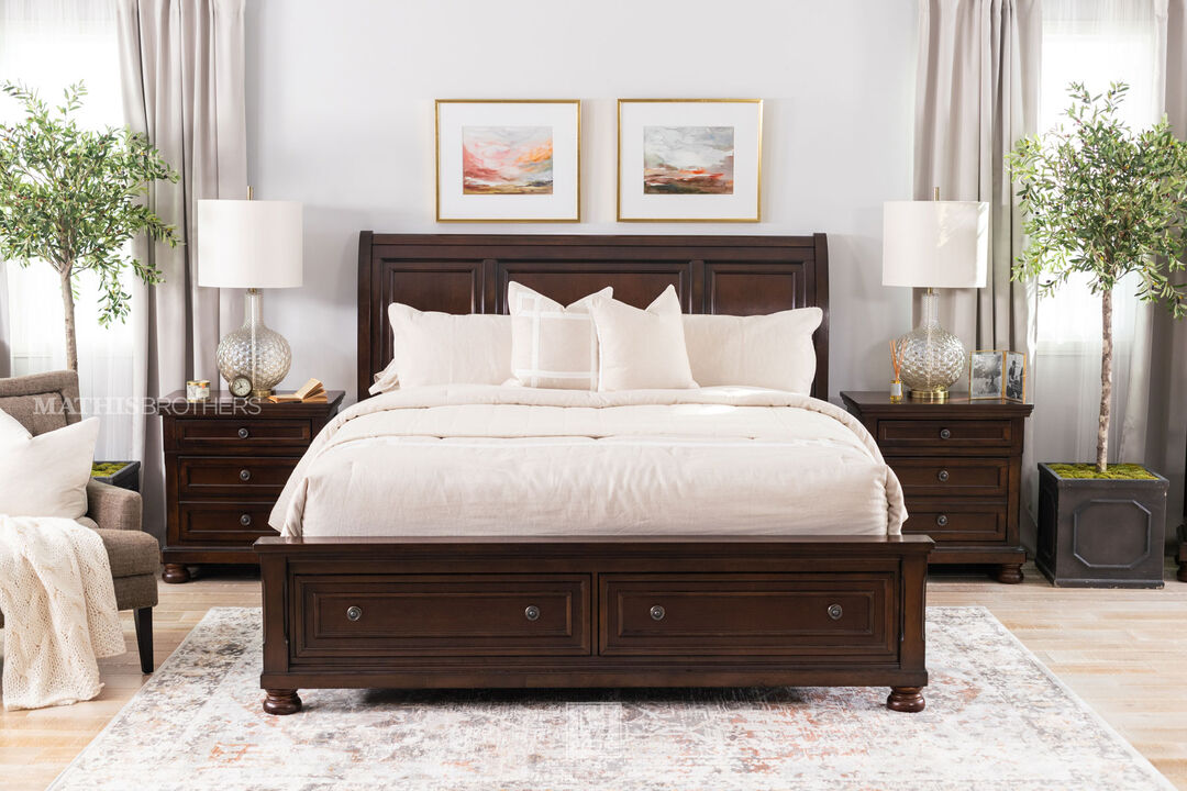 Ashley Porter Queen Storage Sleigh Bed in dark brown