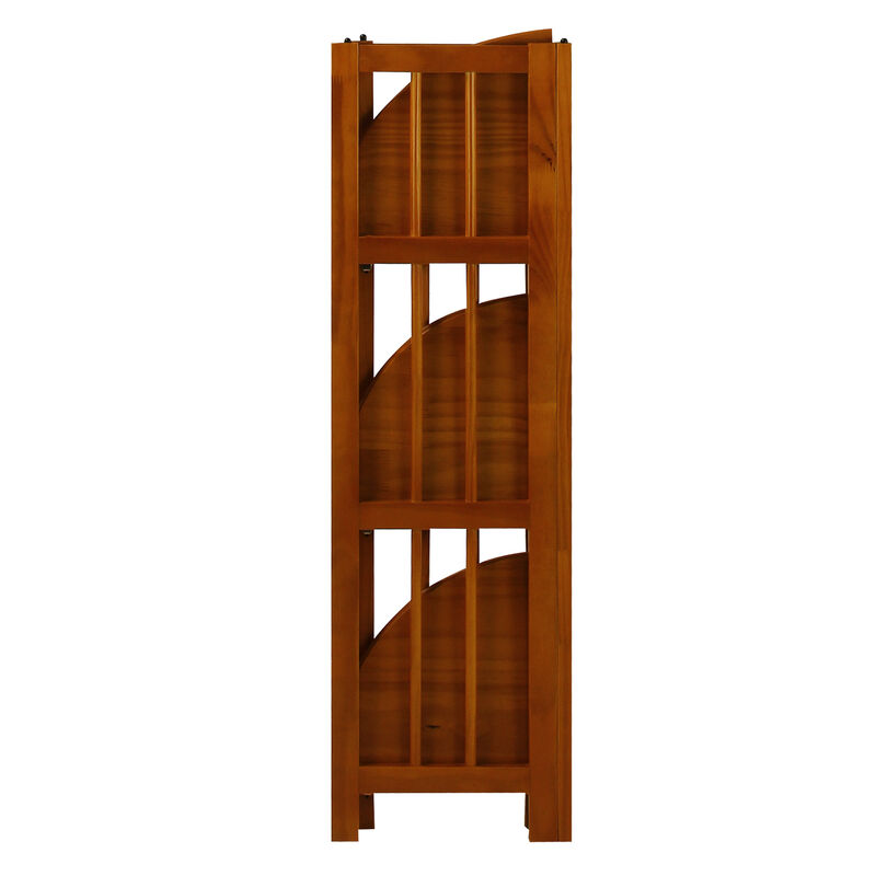 Casual Home 4-Shelf Corner Folding Bookcase, Honey Oak