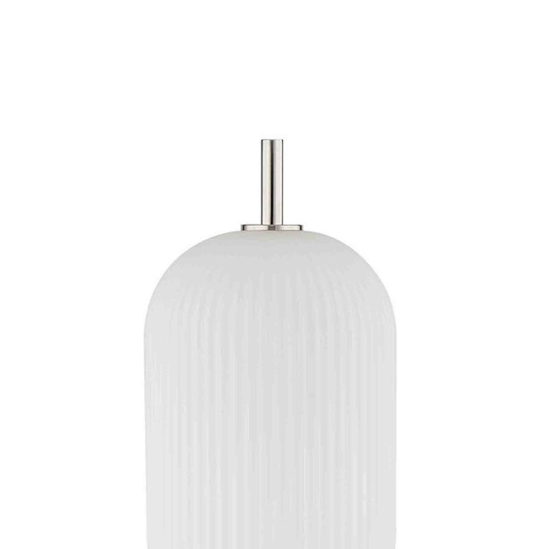 Aimy 58 Inch Floor Lamp, LED Glass Shade, Metal, Chrome and White Finish-Benzara