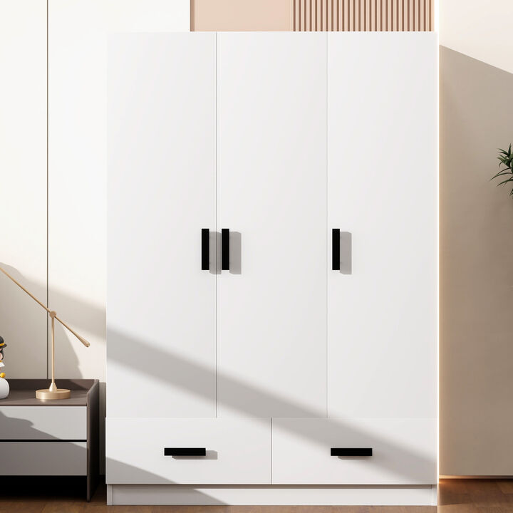 Merax 3-Door Wardrobe Closet with 2 Storage Drawers