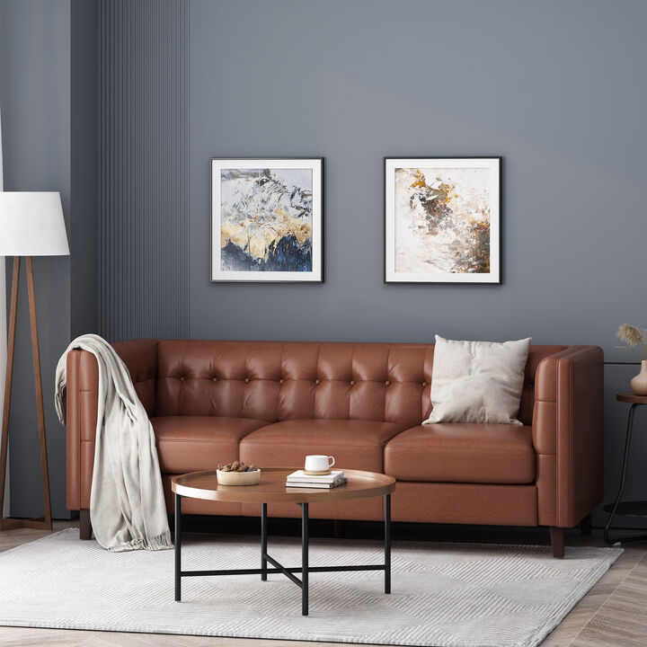 Merax 3-seat PU Sofa with Tufted Back