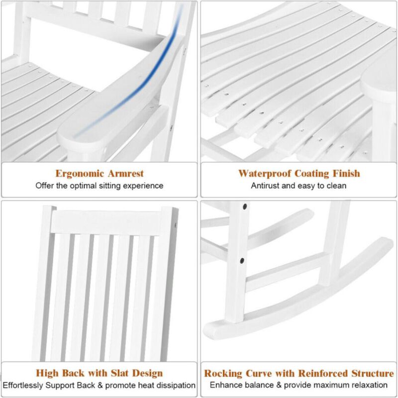 Hivvago Indoor Outdoor Wooden High Back Rocking Chair