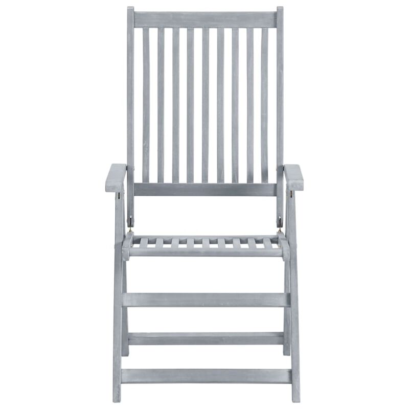 vidaXL Garden Reclining Chairs 3 pcs Gray Solid Acacia Wood